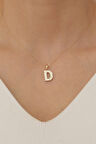 14 Ayar Altın Küçük Füzyon D Harf Kolye