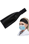 Unisex Yüz Maskesi Kulak Rahatlatıcı Saç Bandı Tutucu Maske Düğmeli Bandana