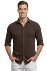 DeepSEA Kahve Slim Fit Örme Kumaş Likralı Erkek Gömlek – Nefes Alan Esnek ve Modern Tasarım 2602604