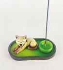 Uykucu Kedi Çubuk Tütsülük ve Tealight (Kahve)