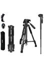 Q222 Profesyonel Tripod-Monopod, Telefon Tutucu ve Çanta Hediyeli