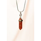 Jasper Doğal Taşı Zincirli El Yapımı Tasarımlı Kolye Uç: 3,5 cm Zincir: 20 cm Kutulu