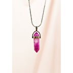 Pembe Akit Doğal Taşı Zincirli El Yapımı Tasarımlı Kolye Uç: 3,5 cm Zincir: 20 cm Kutulu