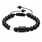 Makrome Örgülü Küre Kesim Aytaşı&Oniks Taşlı İkizler Burcu Doğaltaş Erkek Bileklik