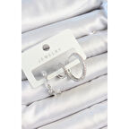 Pirinç Zirkon Taşlı Sallantılı Model Gümüş Renk 3'lü Çift Kadın Küpe Set