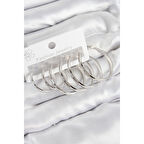 Pirinç Halka Model Gümüş Renk Kadın Set Küpe