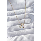 316L Çelik Zincir Gold Renk Kalp Model Kadın Kolye