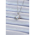 316L Çelik Zincir Gümüş Renk Zirkon Taşlı Gezegen Görünümlü Kalp Kolye