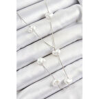 316L Çelik İncili Kalp Figürlü Y Model Gümüş Renk Kadın Kolye