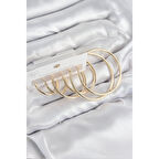 Pirinç Halka Model Gold Renk Kadın Set Küpe