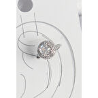 Pirinç Gümüş Renk Zirkon Taşlı Kadın Kıkırdak Model Küpe