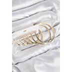 Pirinç Halka Model Gold Renk Kadın Set Küpe