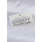 Pirinç Gümüş Renk Oval Bombeli Küpe Seti