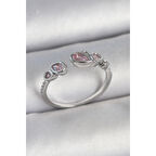 Pirinç Gümüş Renk Pembe Damla Zirkon Taşlı Ayarlanabilir Model Kadın Yüzük