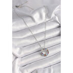 316L Çelik Gümüş Renk Zincir Renkli Zirkon Taşlı Xoxo Model Kadın Kolye