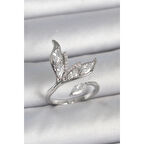 Pirinç Gümüş Renk Zirkon Taşlı Balık Kuyruğu Model Ayarlanabilir Kadın Yüzük