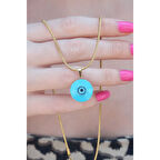 316L Çelik Gold Renk Nazar Boncuk Model Kadın Kolye