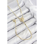 Pirinç Zirkon Taşlı Ezme Zincirli Madalyon Model Gold Renk Y Kolye