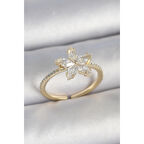 Pirinç Gold Renk Zirkon Taşlı Yıldız Model Ayarlanabilir Kadın Yüzük