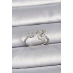 Pirinç Gümüş Renk Ayarlanabilir Zirkon Taşlı Yıldız Model Kadın Yüzük