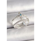 Pirinç Gümüş Renk Zirkon Taşlı Ayarlanabilir Model Kadın Yüzük