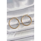 316 Çelik Gold Renk 27 mm Halka Model Kadın Küpe