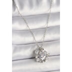 316L Çelik Gümüş Renk Zincir Zirkon Taşlı Kalp Figür Gül Detay Kadın Kolye