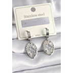 316L Çelik Gümüş Renk Kutup Yıldızı İşleme Kadın Küpe