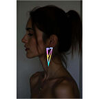 Rainbow Reflektörlü Üçgen Küpe, Şık Lazer Kesim Küpe