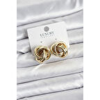 Pirinç Gold Renk Vintage Sarmal Model Kadın Küpe