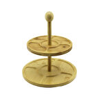 5 BÖLMELİ - YUVARLAK - 2 KATLI  AHŞAP BAMBU SUNUMLUK  ÇAP: 19.5CM -- 24.5CM (5365)
