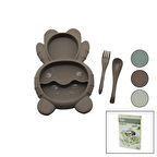 AYICIK MODEL=3 BÖLMELİ BEBEK BESLENME SETİ 3PCS=MAMA KABI-KAŞIK-ÇATAL 500ML RENKLİ PLST (5365)