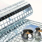 Kare Silver Cam Mozaik Fayans Çıkartmaları El İşi Kare Cam Fayans Kendinden Yapışkanlı Aynalı Dekor Panel 30x30 Cm (5365)