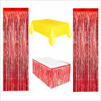 SARI MASA ÖRTÜSÜ VE KIRMIZI MASA ETEĞİ 2 ADET KIRMIZI ARKA FON GALATASARAY (GS) KUTLAMA