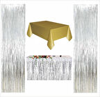 4 PARÇA GOLD MASA ÖRTÜSÜ, GÜMÜŞ MASA ETEĞİ, 2 ADET GÜMÜŞ ARKA FON