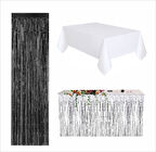 3 PARÇA BEYAZ ÖRTÜSÜ, GÜMÜŞ MASA ETEĞİ, SİYAH ARKA FON