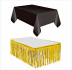 SİYAH MASA ÖRTÜSÜ, GOLD MASA ETEĞİ