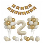 2 YAŞ KRAFT-GOLD, DENİZ KUMU, BEYAZ TEMALI DOĞUM GÜNÜ SETİ