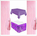 Mor Masa Örtüsü, Mor Masa Eteği, 2 Pembe Arka Fon 