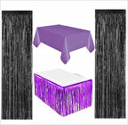 Mor Masa Örtüsü, Mor Masa Eteği, 2 Siyah Arka Fon 