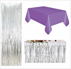 Mor Masa Örtüsü, Gümüş Masa Eteği, Gümüş Arka Fon 