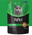  Sos İçinde Et Parçacıklı Ördekli & Tavşanlı Yetişkin Kedi Yaş Mama 85 gr x 6 Adet