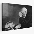 Eric Enstrom Grace Adam Ekmek Üzerinde Dua Ediyor Kanvas Tablo, Siyah Beyaz Baskı-5394