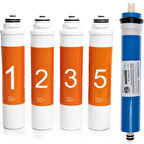 Waterlife Uyumlu Tak Çevir Su Arıtma Filtre Seti 5 Aşamalı Tam Takım (Vontron 75 Gpd Membran Dahil)