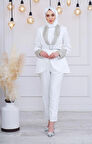 WHITE CORNER Pantalonlu Takım 2159 Ekru