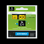 Dymo D1 Şerit Standart 12 MMx7 MT Sarı Üzerine Siyah 45018 S0720580