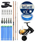 YekOutdoor Profesyonel Olta Seti Okuma Trio Rex Surf 420cm 120-250 gr 3 Parça Surf Kamışı&Shimano Makina Socorro 6000 SW