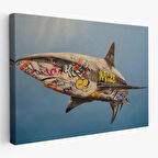 Graffiti Köpek Balığı Kanvas, Pop Art Tablo-5416