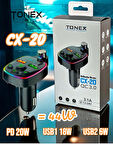 Tonex 2 USB-A 1 PD Girişli 20W Gücünde hızlı şarj etme özellikli Oto transmiter