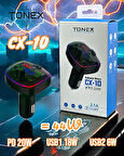 Tonex 2 USB-A 1 PD Girişli 20W Gücünde hızlı şarj etme özellikli Oto transmiter